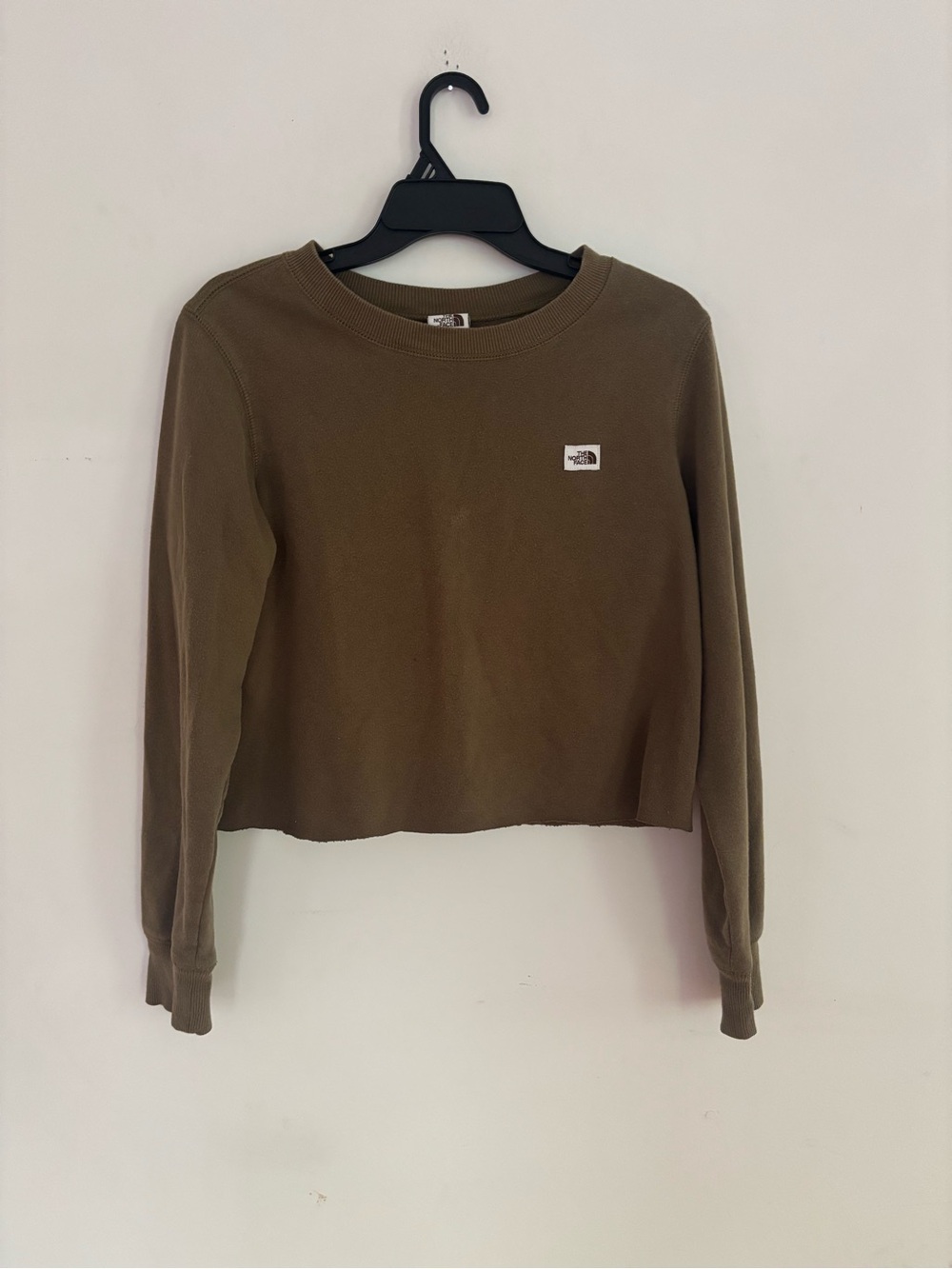 The North Face Brown Cropped Raw Hem Sweatshirt Small